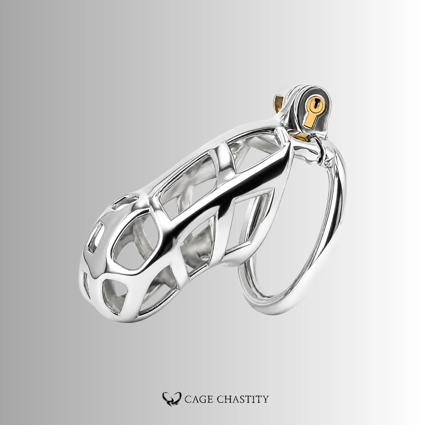 Silver Cobra Flat Ring Steel Chastity Cage – CC42