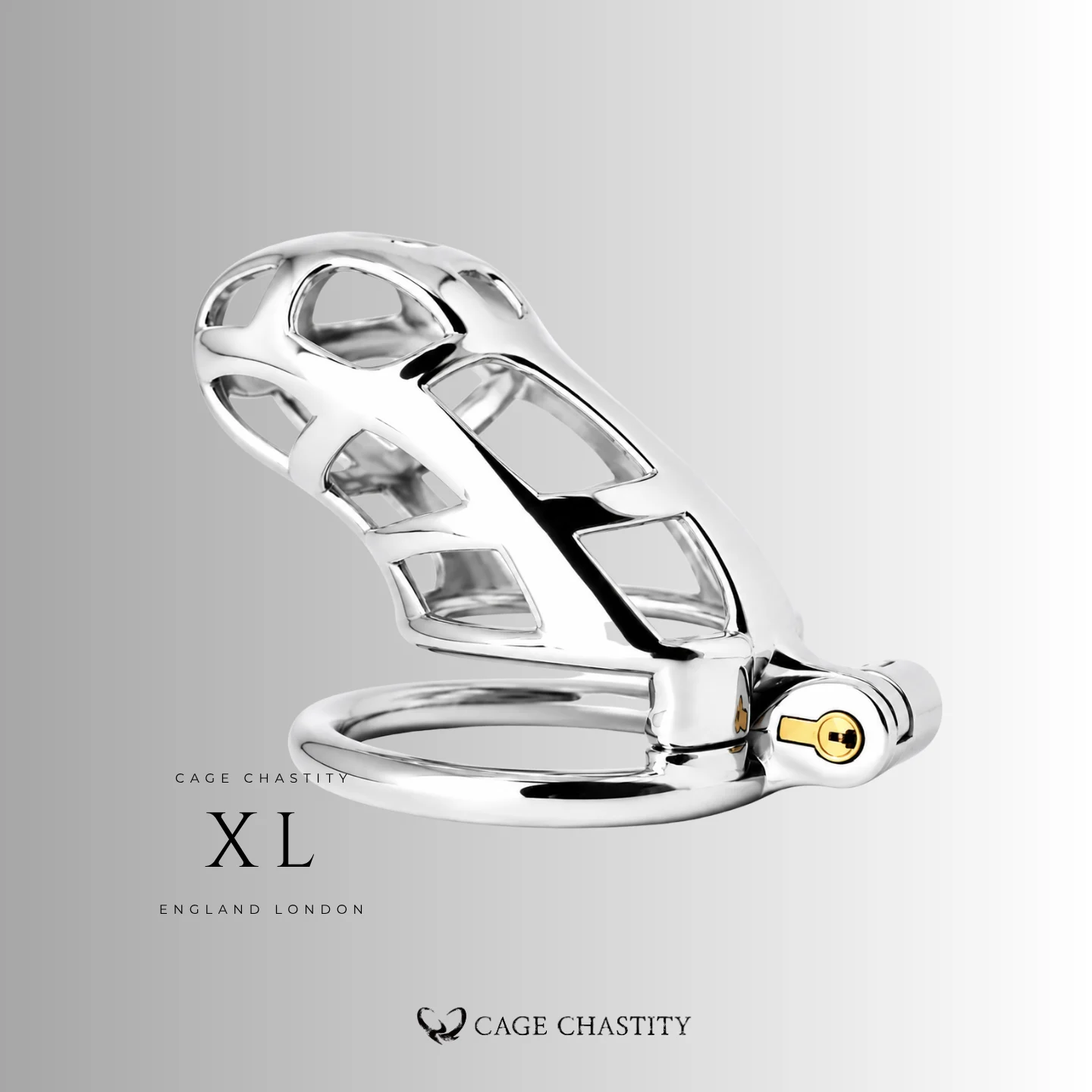 Silver Cobra Flat Ring Steel Chastity Cage – CC42