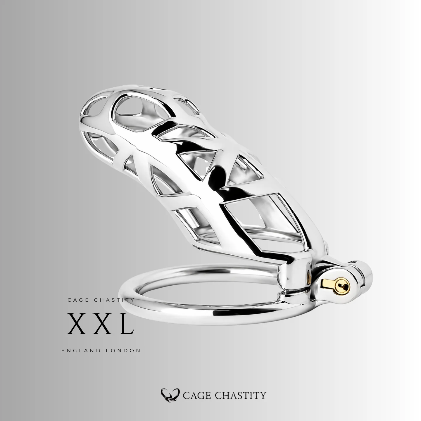 Silver Cobra Flat Ring Steel Chastity Cage – CC42