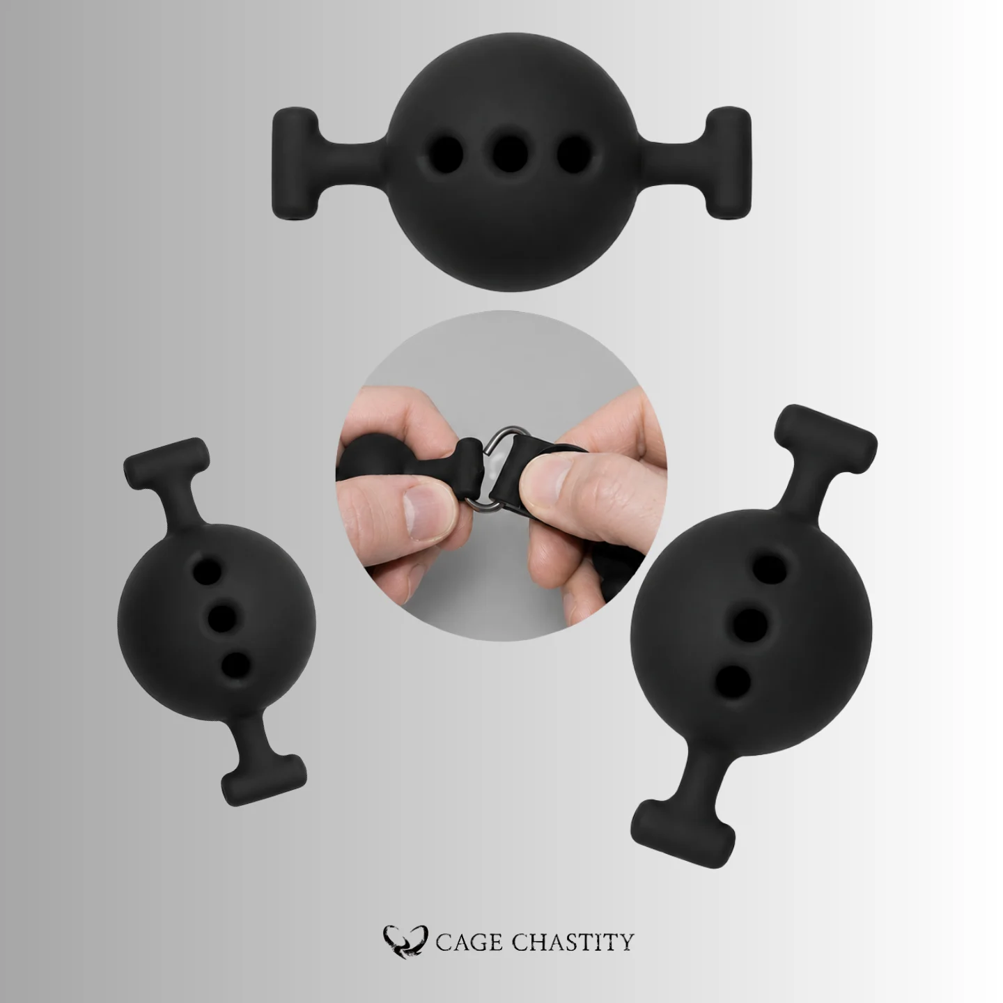 Lockable Silicone Ball Gag Harness – 3 Interchangeable Ball Sizes