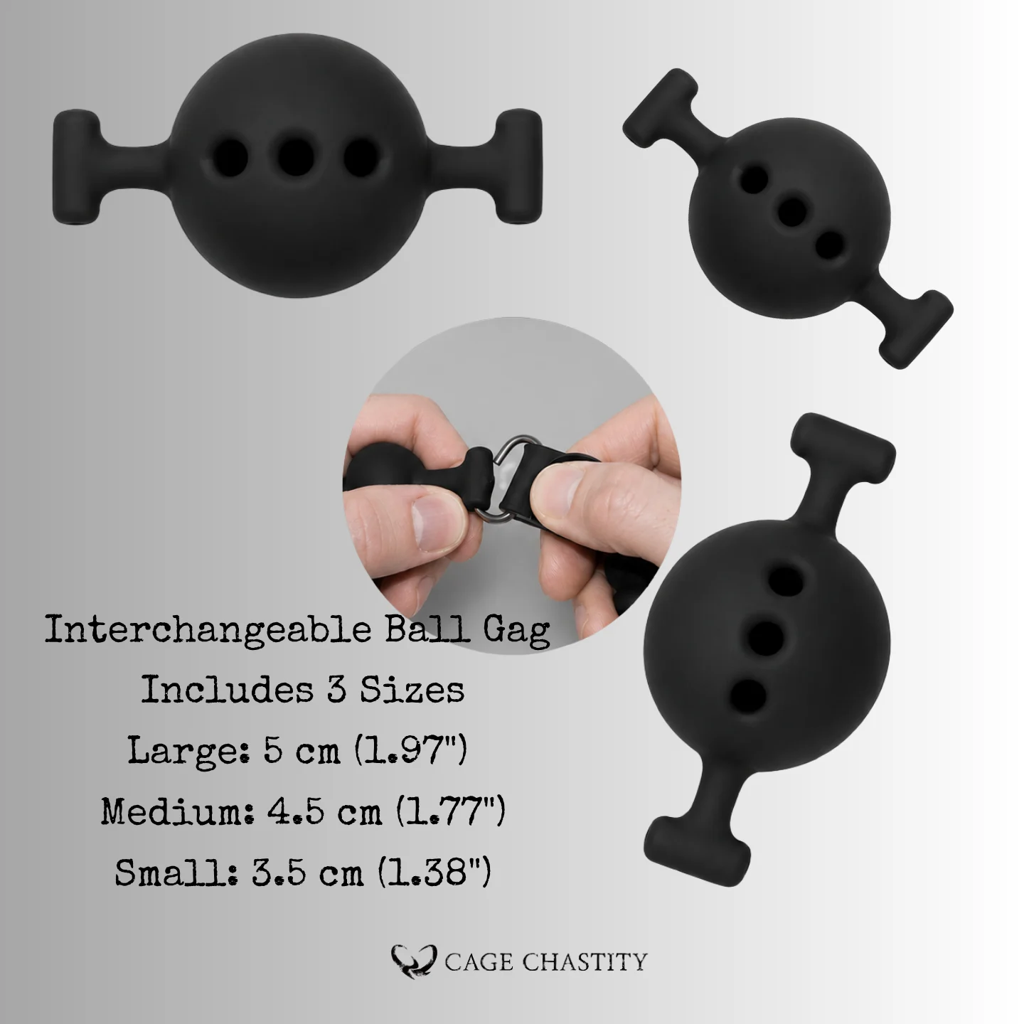 Lockable Silicone Ball Gag Harness – 3 Interchangeable Ball Sizes