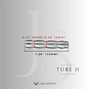 Tube H dimensions showing 32 mm length and stepped widths