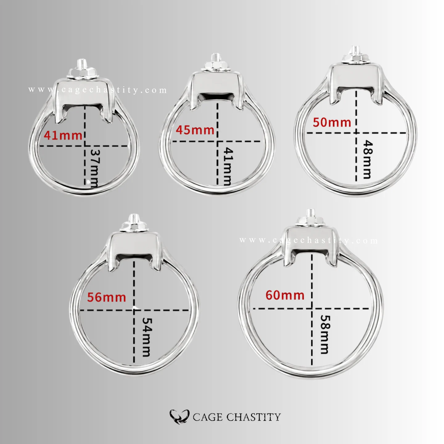 Holy Trainer V5 steel ring size chart with five measurements