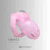 Pink HTV5 Small chastity cage with matching base ring