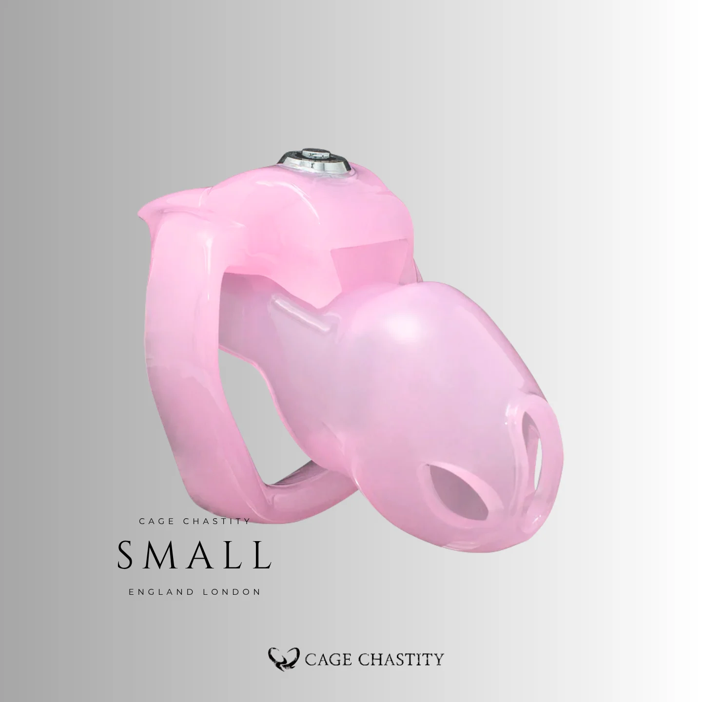 Pink HTV5 Small chastity cage with matching base ring