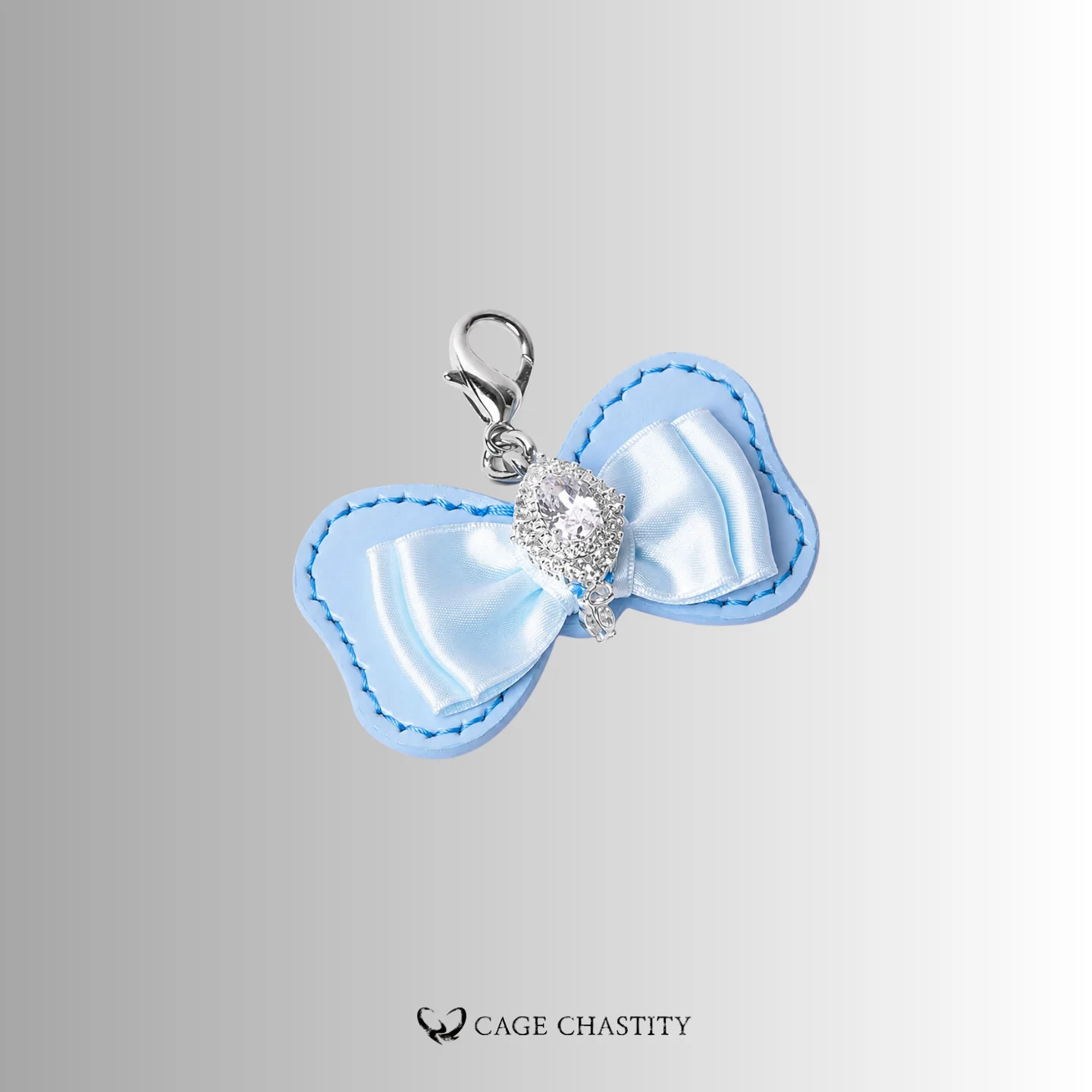 Baby Blue Python Leather Bow Collar & Leash Set