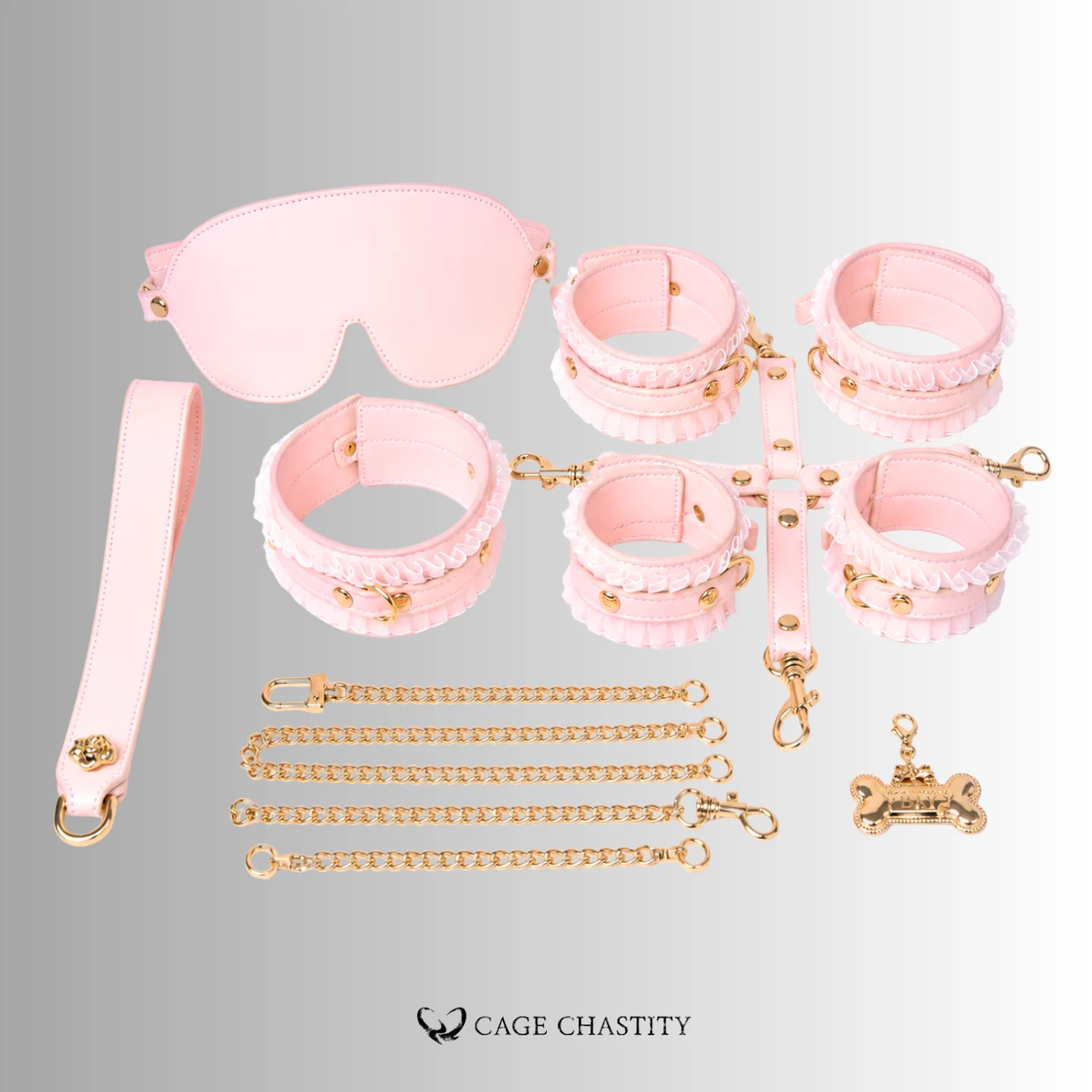 BlushBound – Pink Lace Sissy Bondage Set