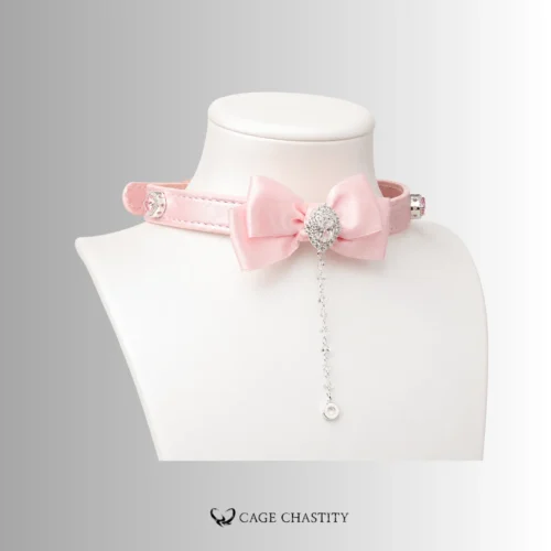 BlushDrop – Handmade Pink Bow Sissy Collar