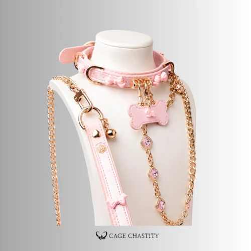 BowBelle – Personalized Pink Sissy Puppy Collar & Leash Set