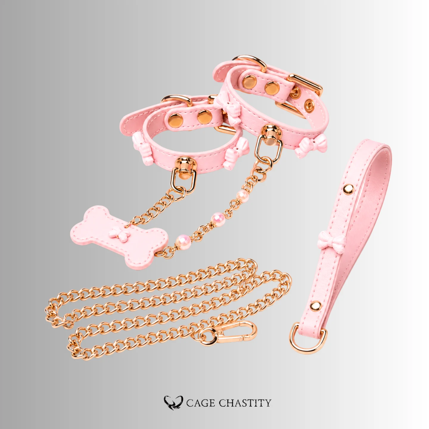 BowBelle – Personalized Pink Sissy Puppy Collar & Leash Set