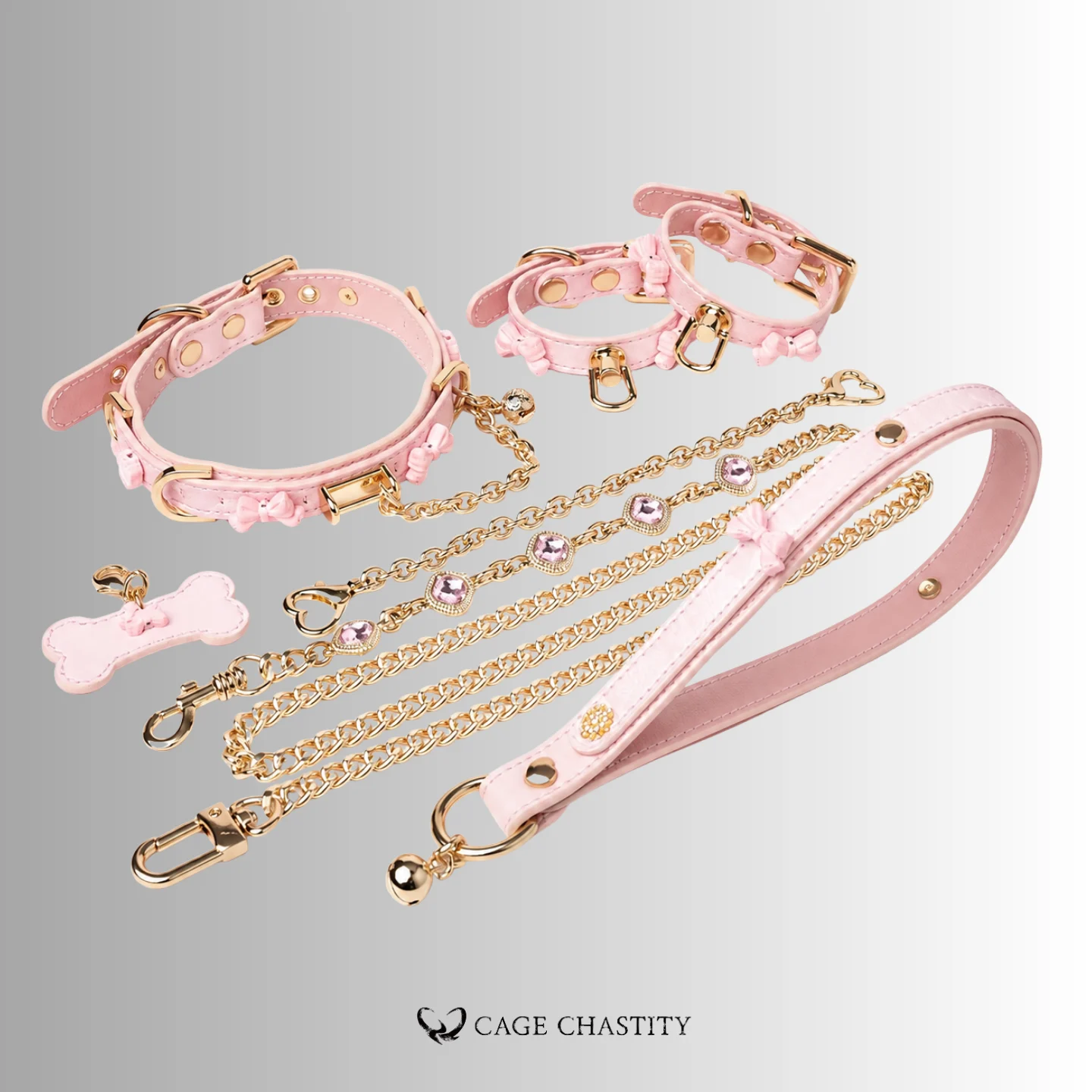 BowBelle – Personalized Pink Sissy Puppy Collar & Leash Set