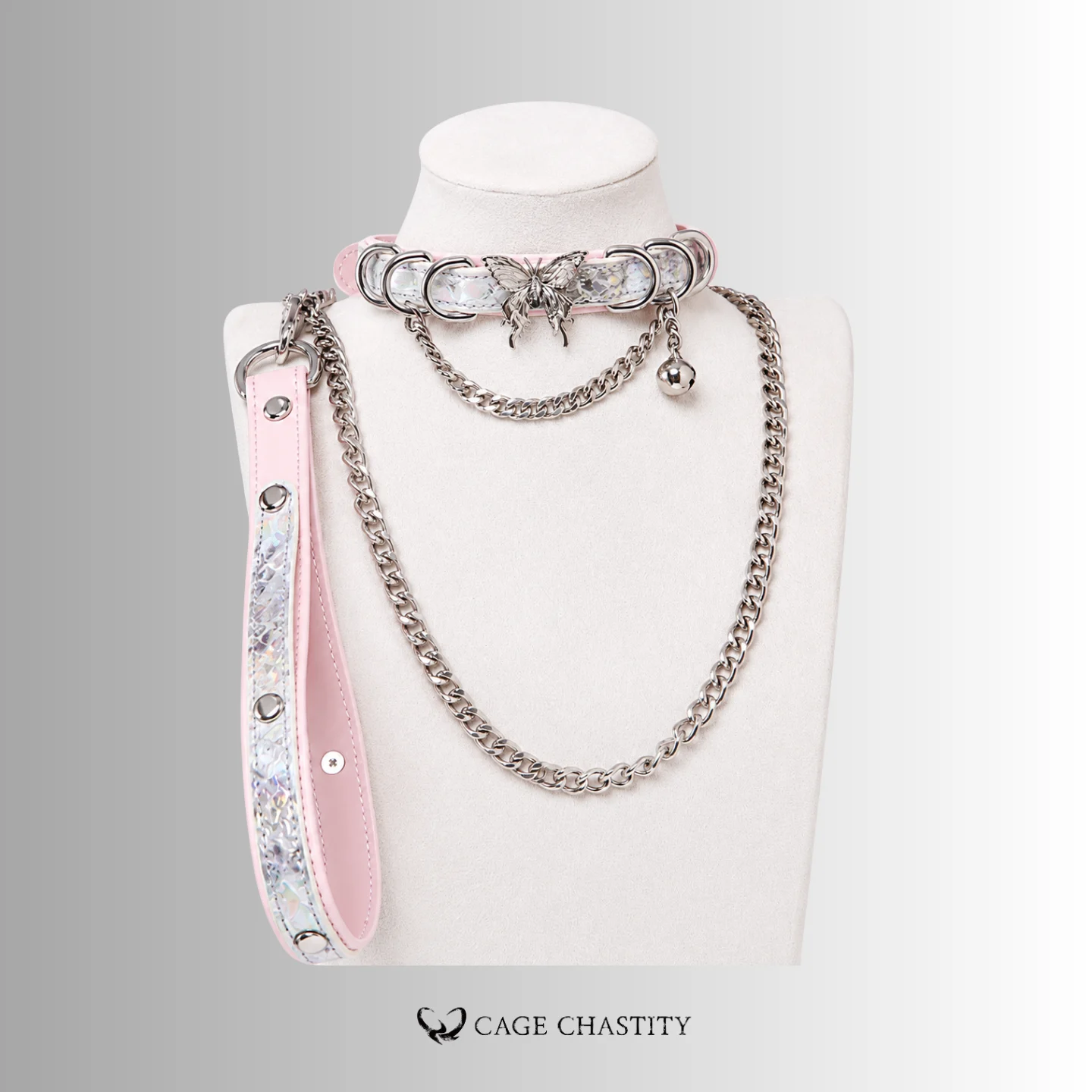 LunaWing – Luxury Python Leather Butterfly Collar & Chain Leash Set