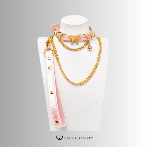 LunaWing – Luxury Python Leather Butterfly Collar & Chain Leash Set