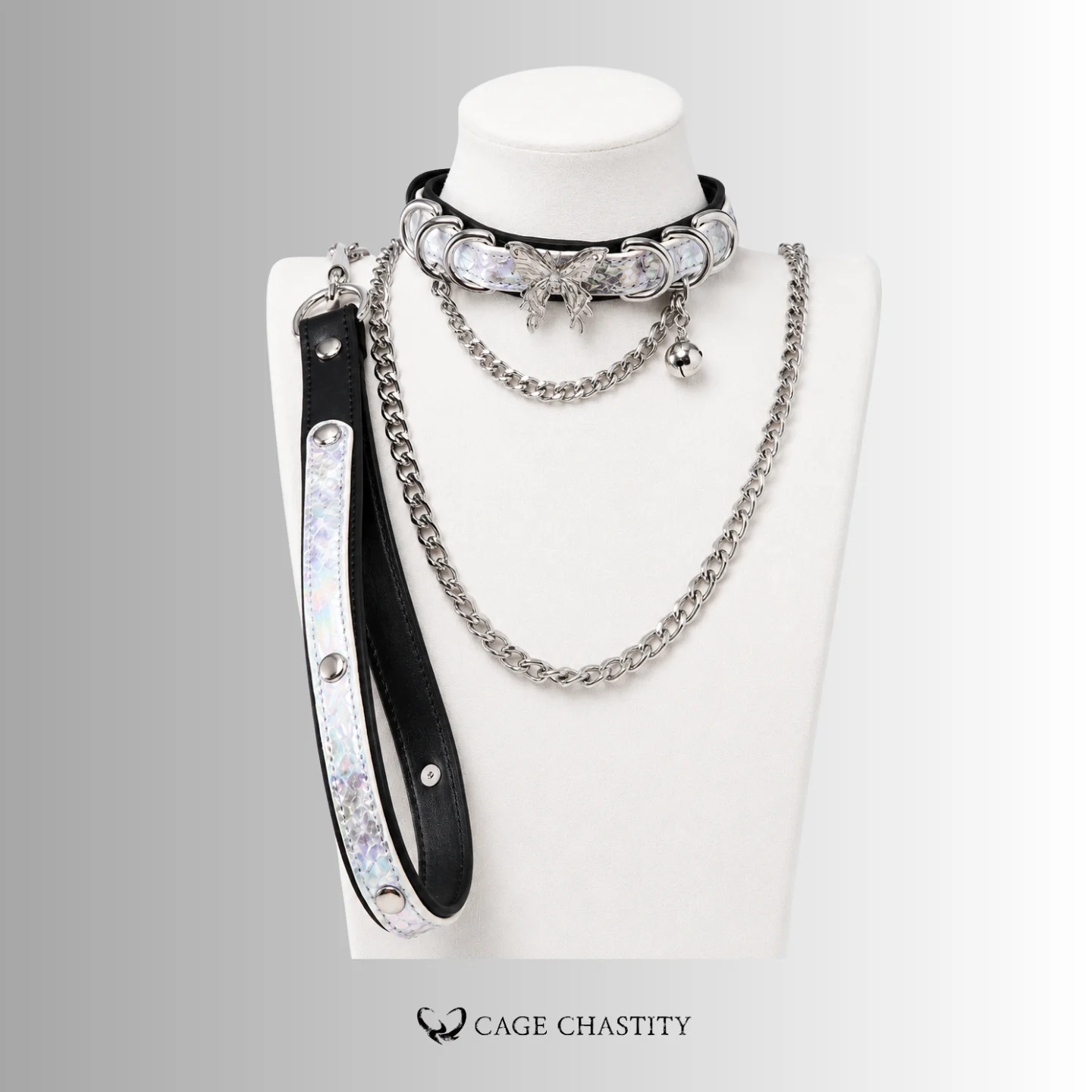 LunaWing – Luxury Python Leather Butterfly Collar & Chain Leash Set