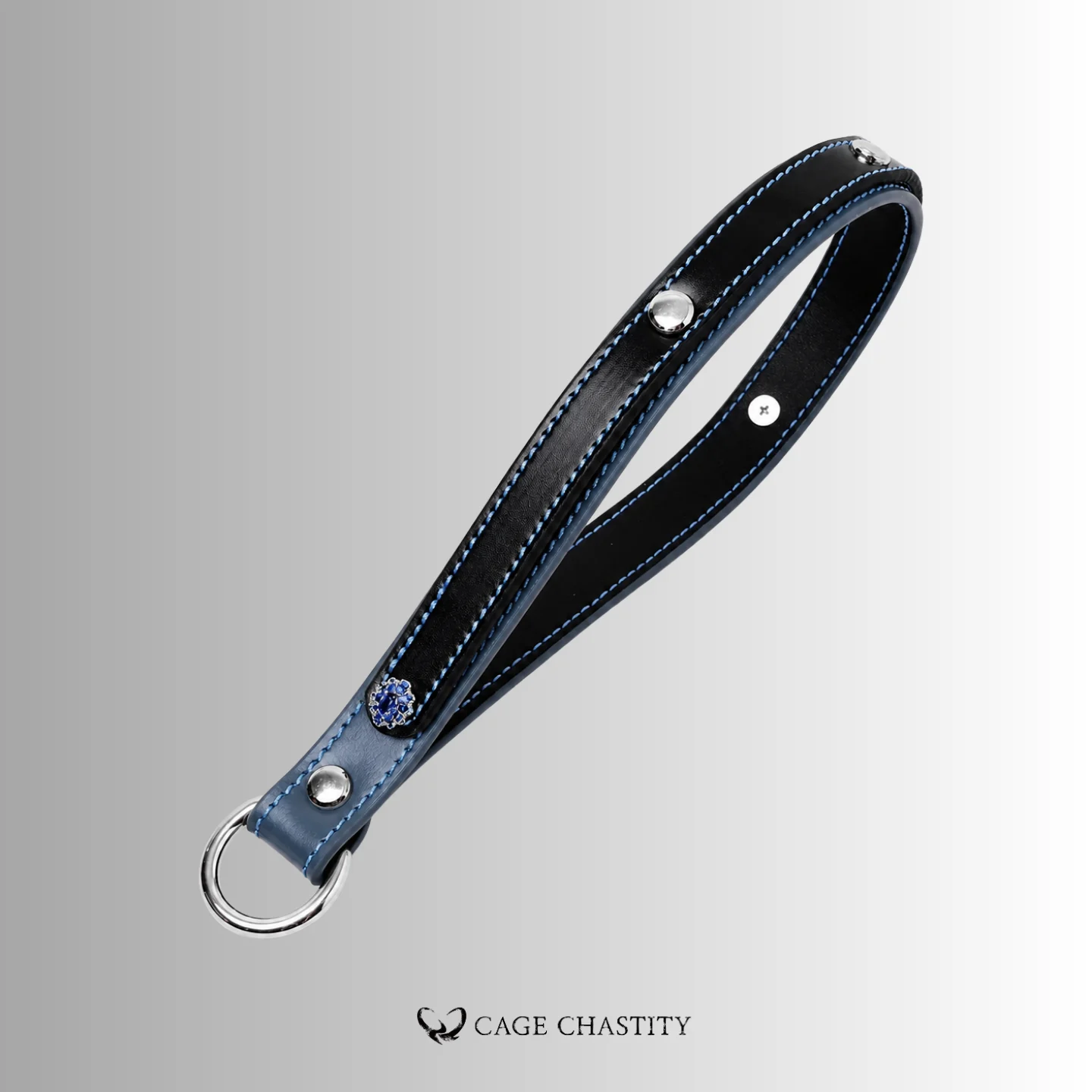 Midnight Mew – Blue-Stitched Midnight Kitten Collar & Leash Set
