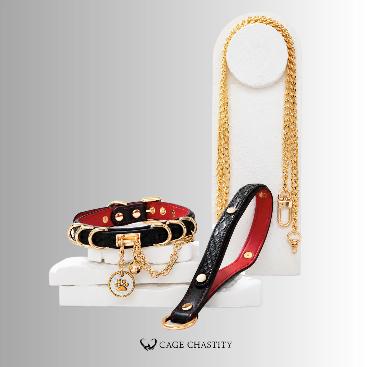 PawGild Python Leather Paw Collar & Leash Set