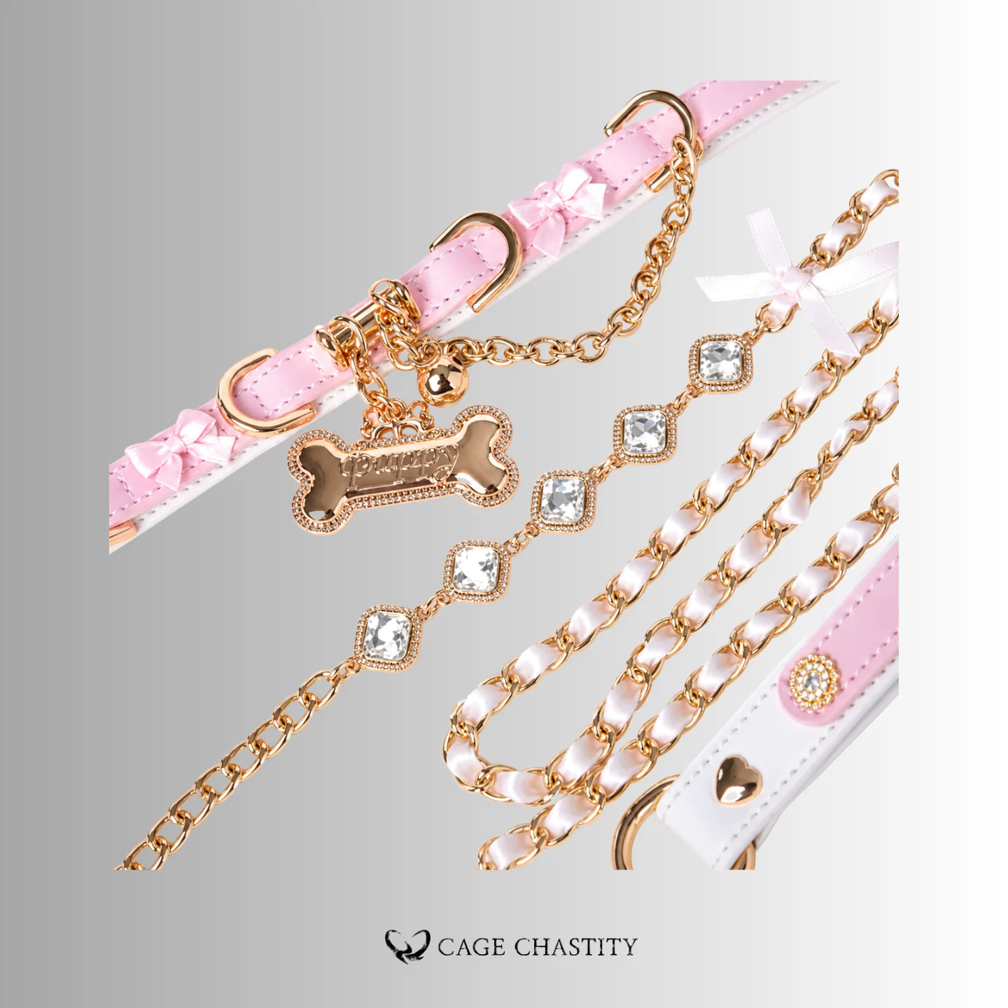 PetSissy – Handmade Pink Bow Collar with Detachable Puppy Tag