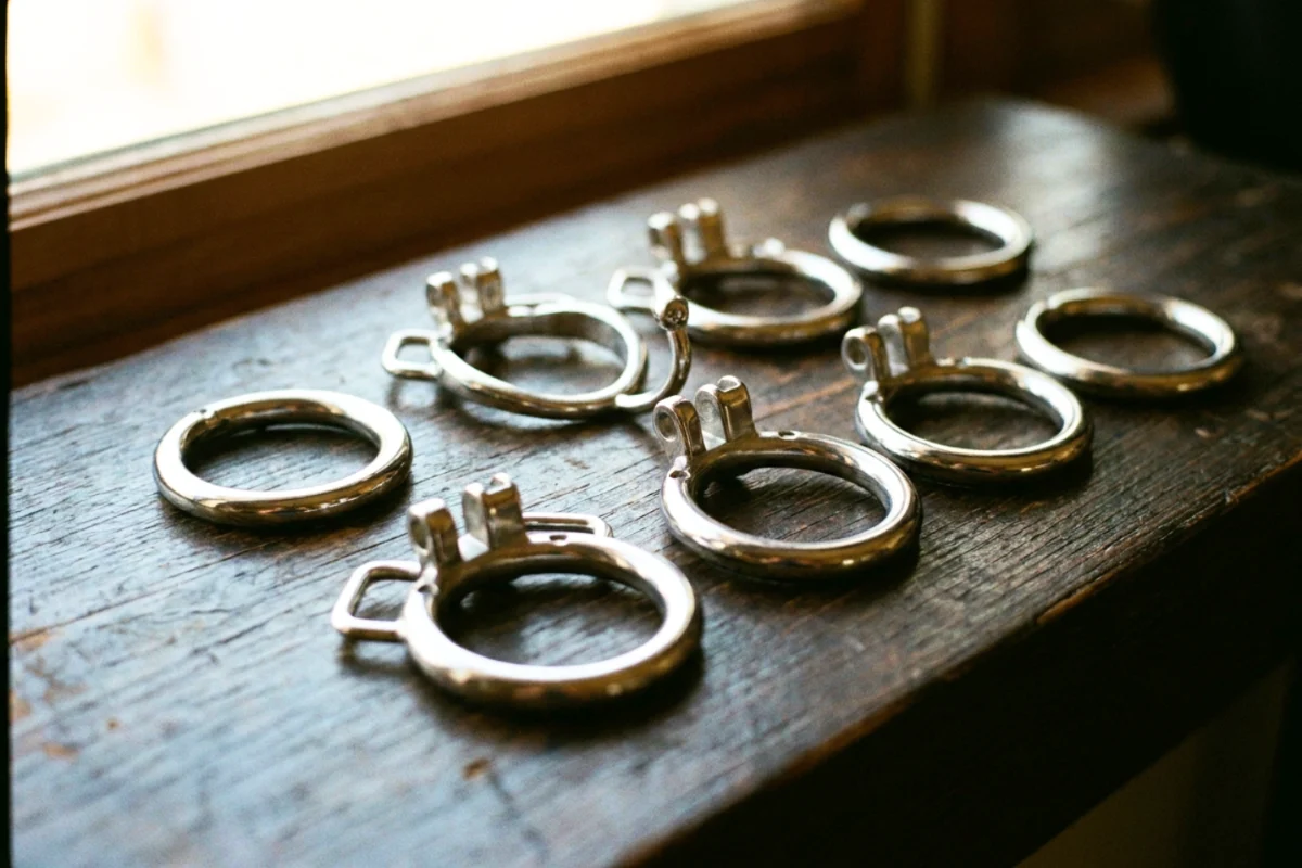 pair of chastity cage rings
