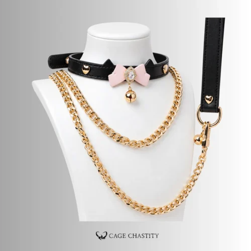 Bell-Bound Kitten – Jeweled Bow Collar & Leash Set