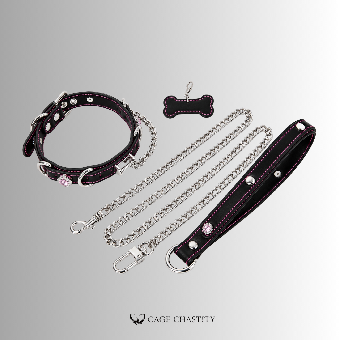Claimed Puppy – Jeweled Bone Tag Collar & Leash Set