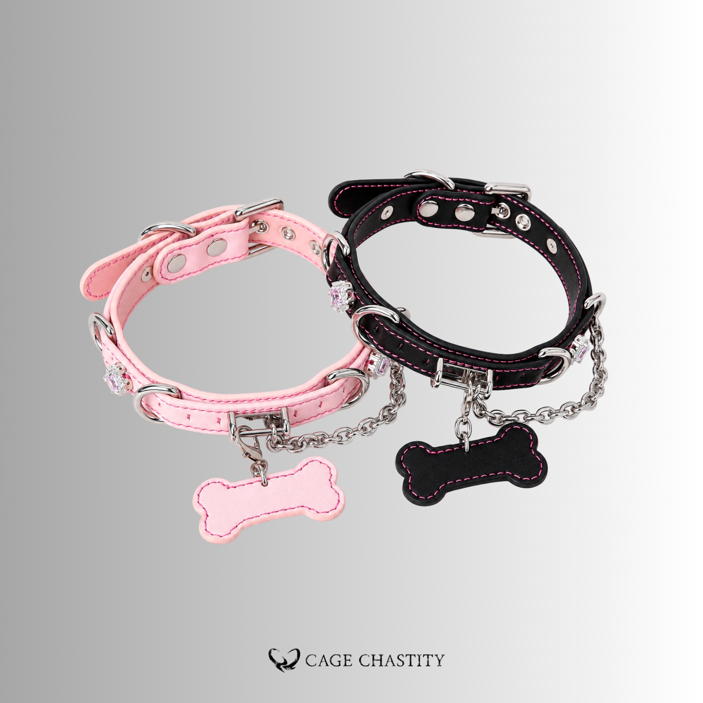 Claimed Puppy – Jeweled Bone Tag Collar & Leash Set