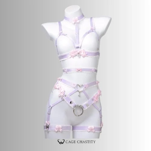 Lilac Ultra-Luxe Handcrafted Sissy Lingerie Set with Garters