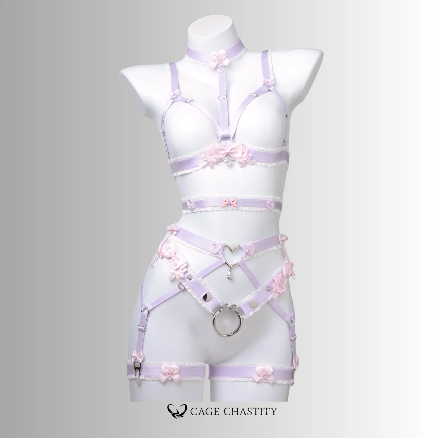 Lilac Ultra-Luxe Handcrafted Sissy Lingerie Set with Garters