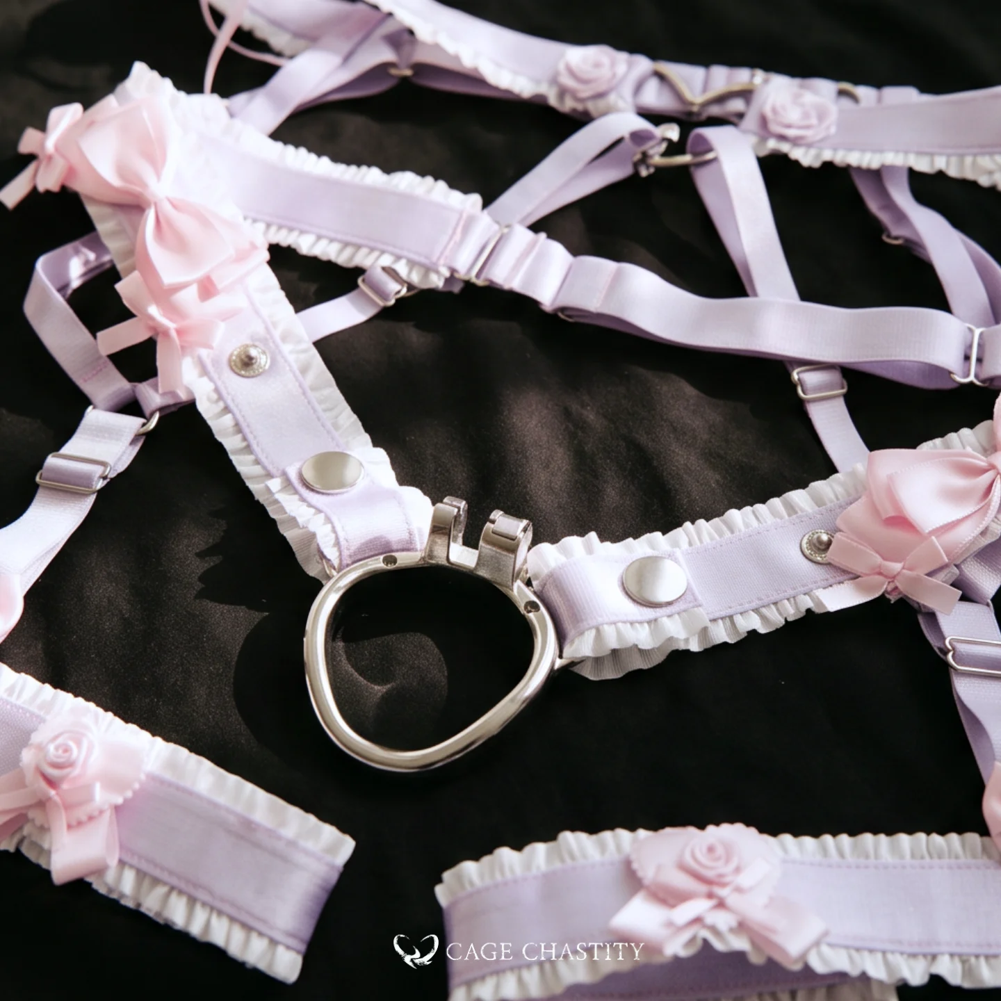 Lilac Ultra-Luxe Handcrafted Sissy Lingerie Set with Garters