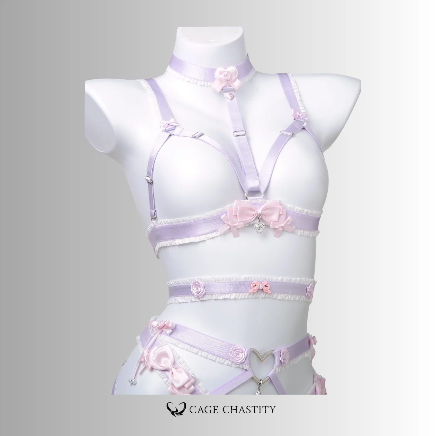 Lilac Ultra-Luxe Handcrafted Sissy Lingerie Set with Garters