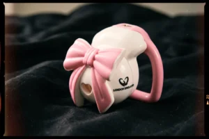 cute pink and white sissy chastity cage