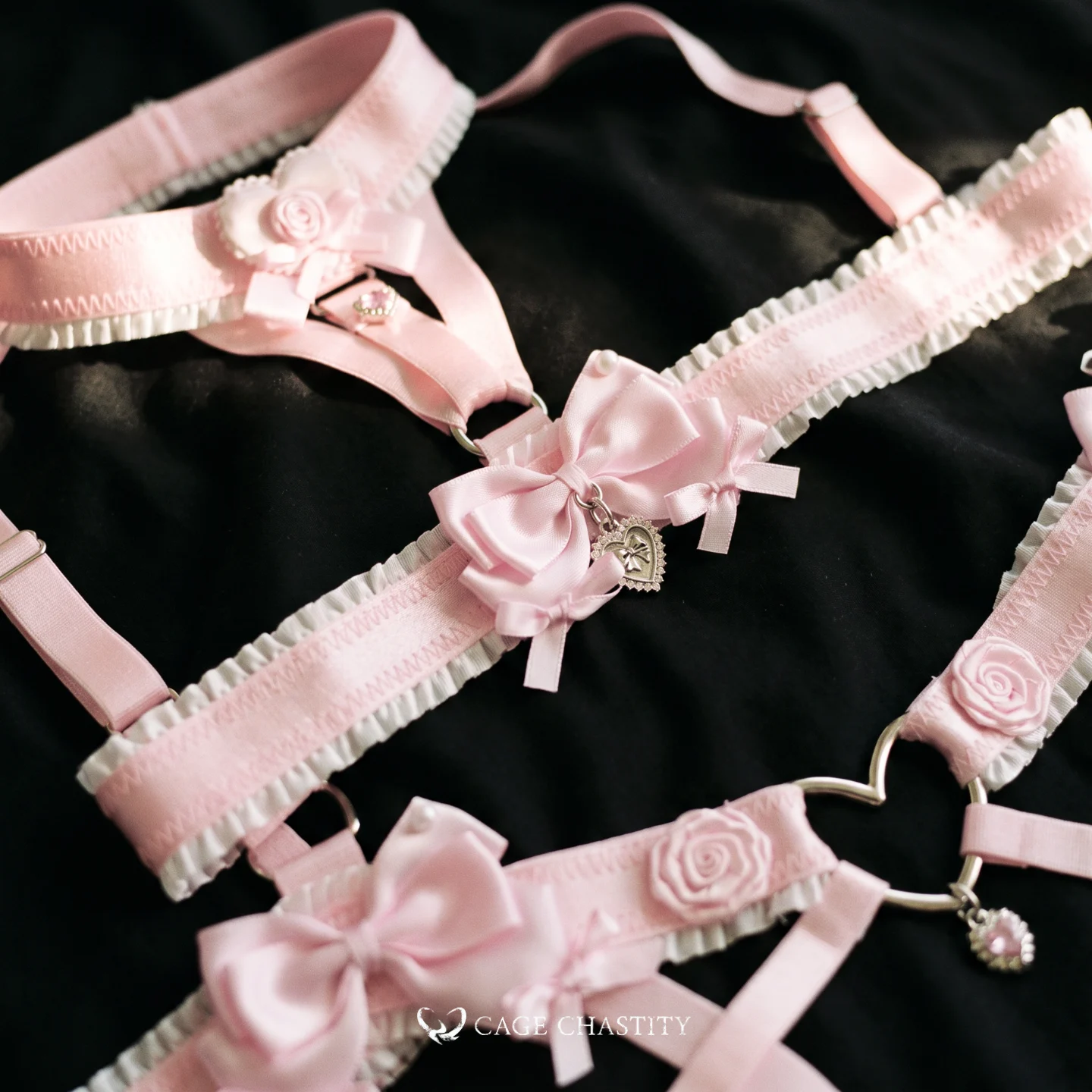 Blush Éclat Ultra-Luxe Handcrafted Sissy Lingerie Set with Garters