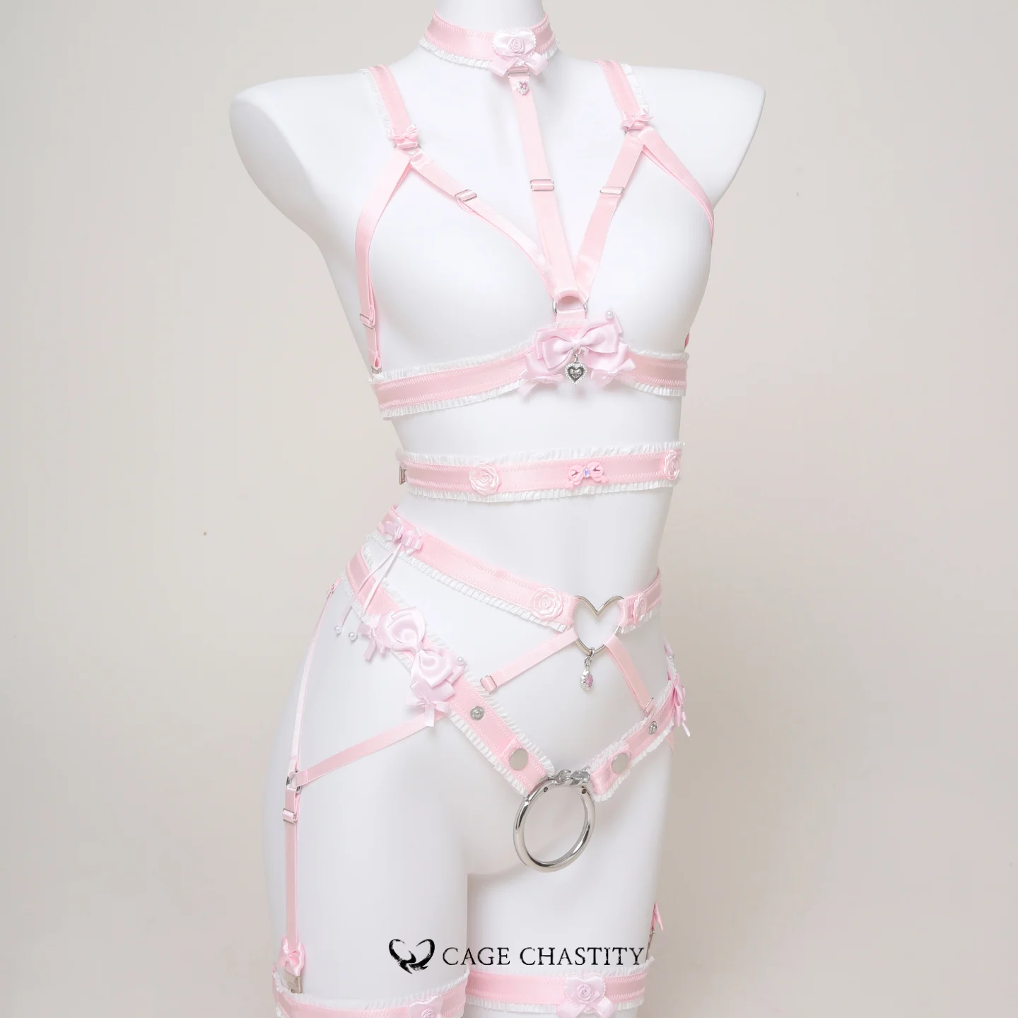Blush Éclat Ultra-Luxe Handcrafted Sissy Lingerie Set with Garters