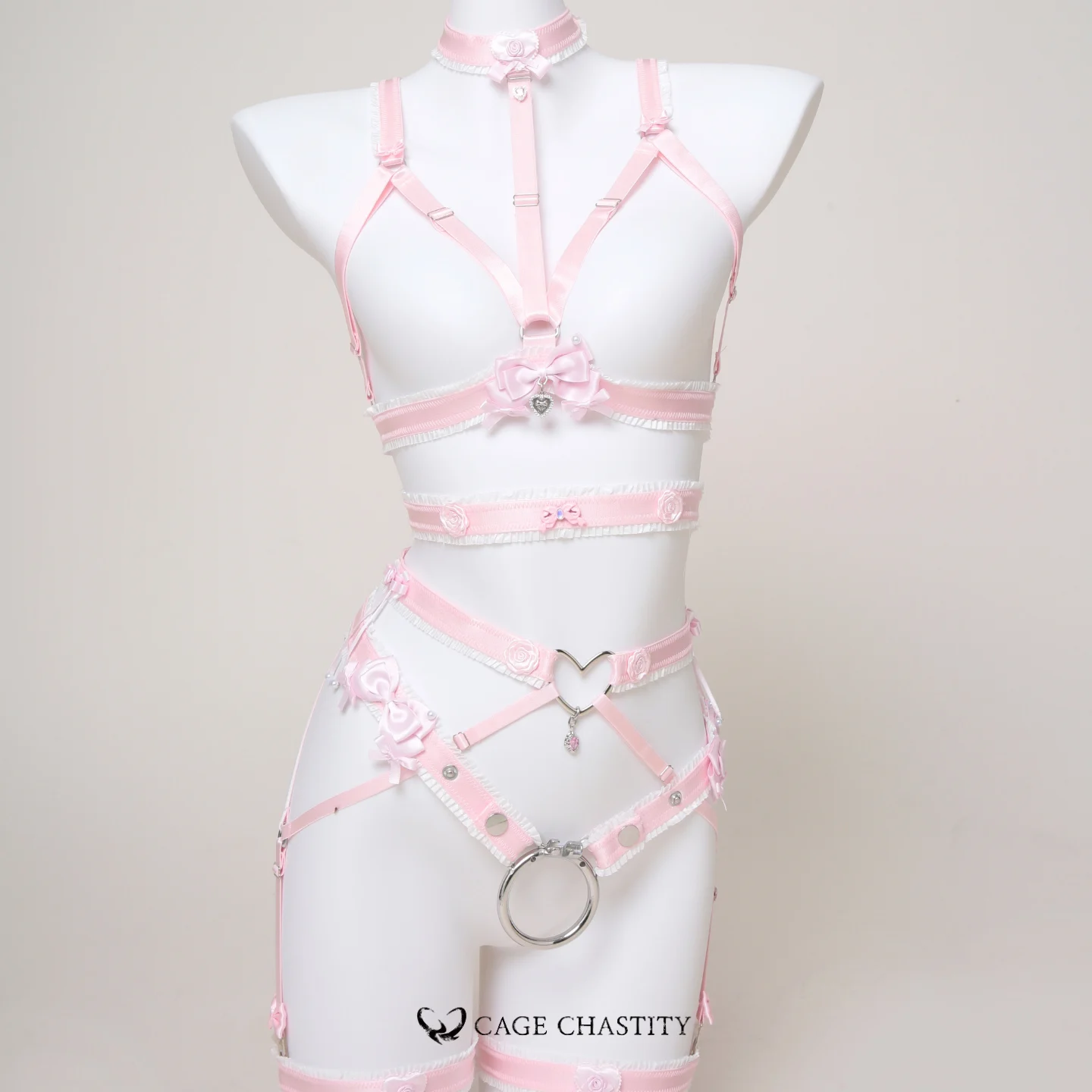 Blush Éclat Ultra-Luxe Handcrafted Sissy Lingerie Set with Garters