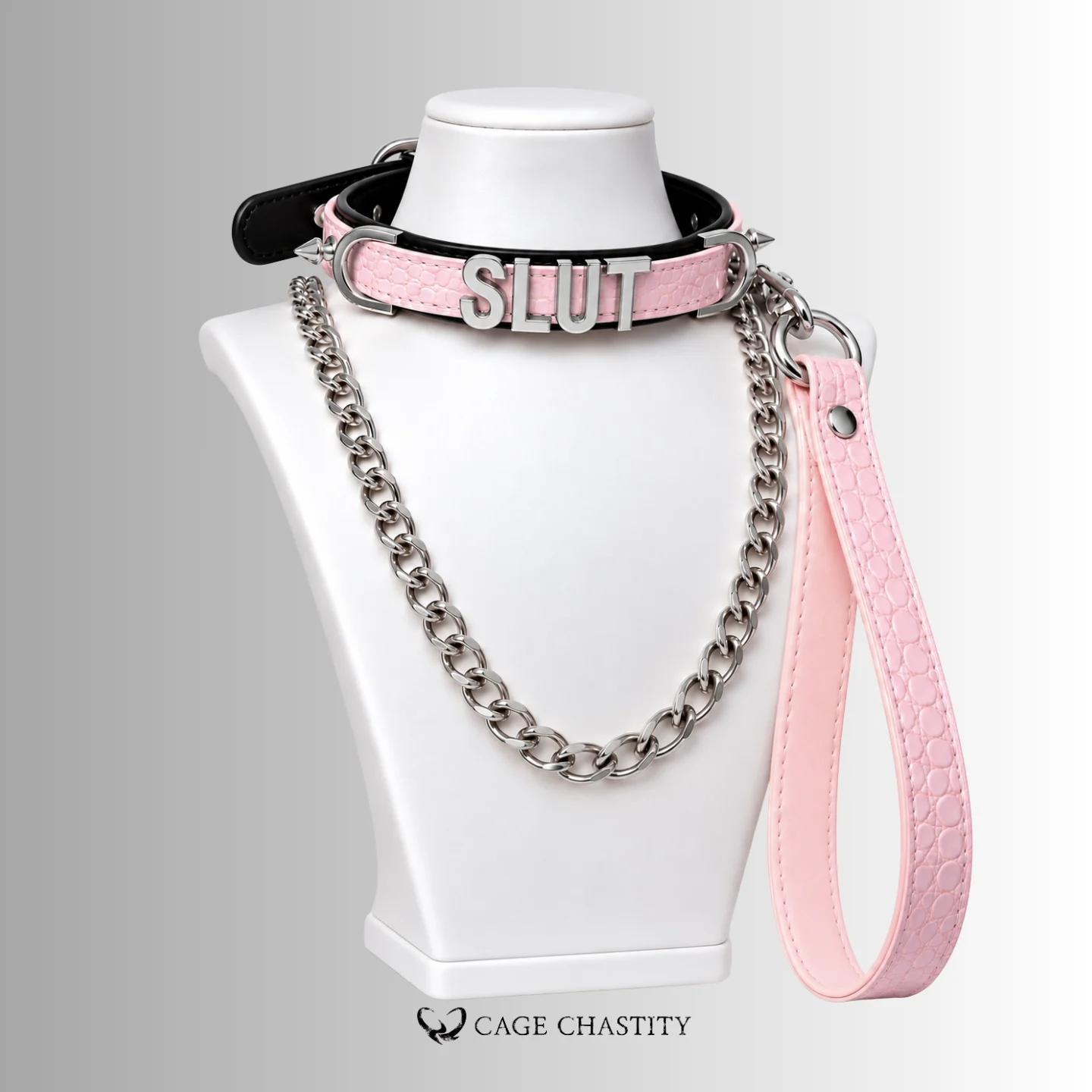 Fetish Word Collar & Chain Leash Set