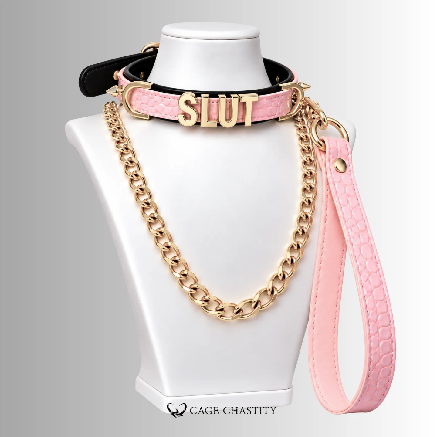 Fetish Word Collar & Chain Leash Set