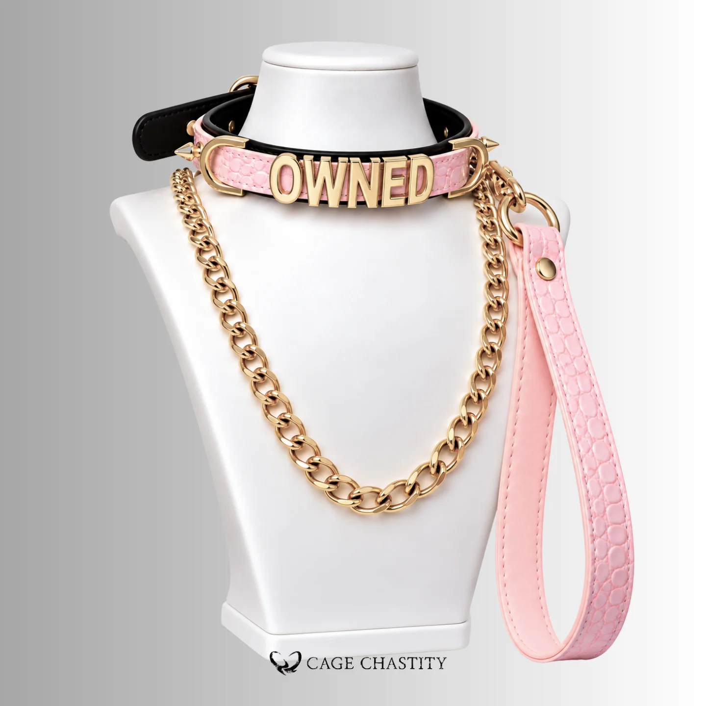 Fetish Word Collar & Chain Leash Set
