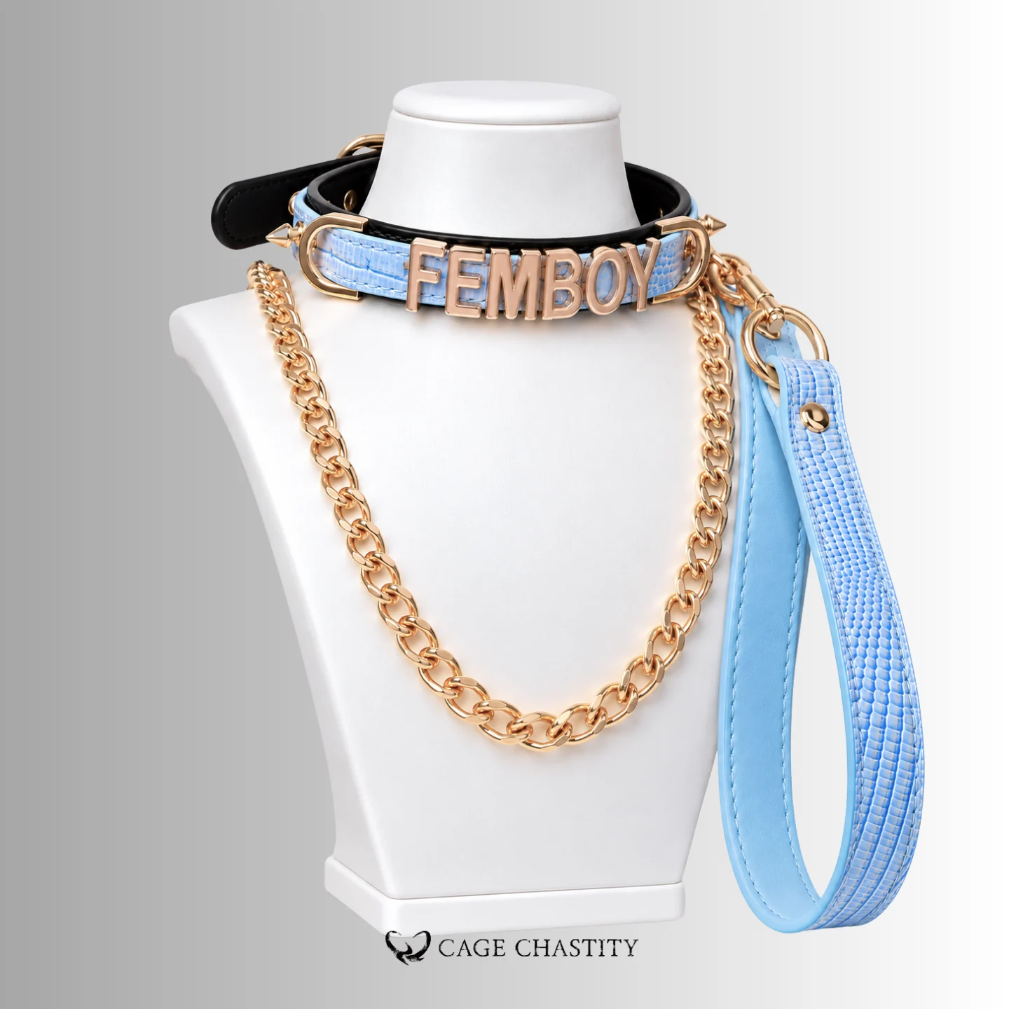 Fetish Word Collar & Chain Leash Set