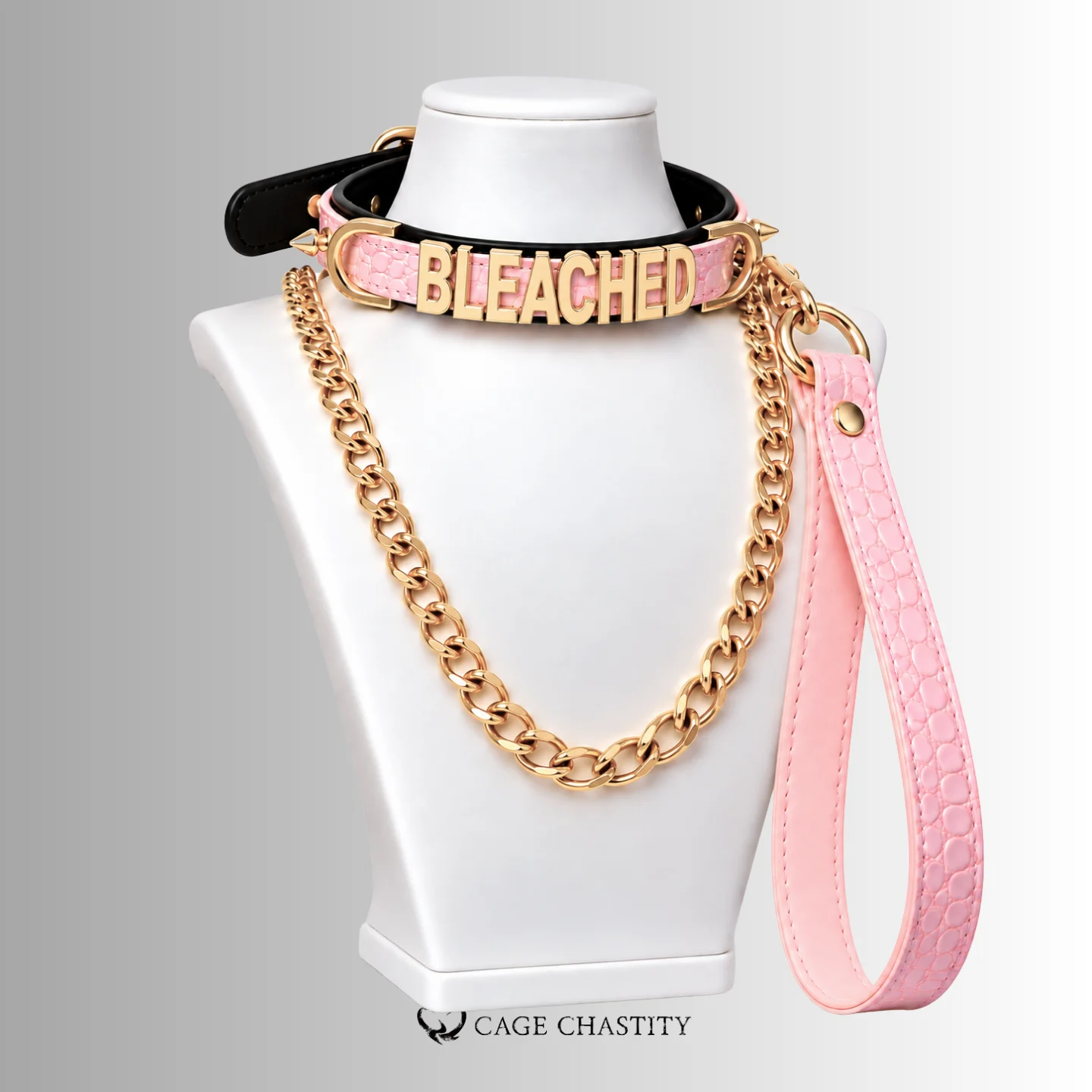 Fetish Word Collar & Chain Leash Set