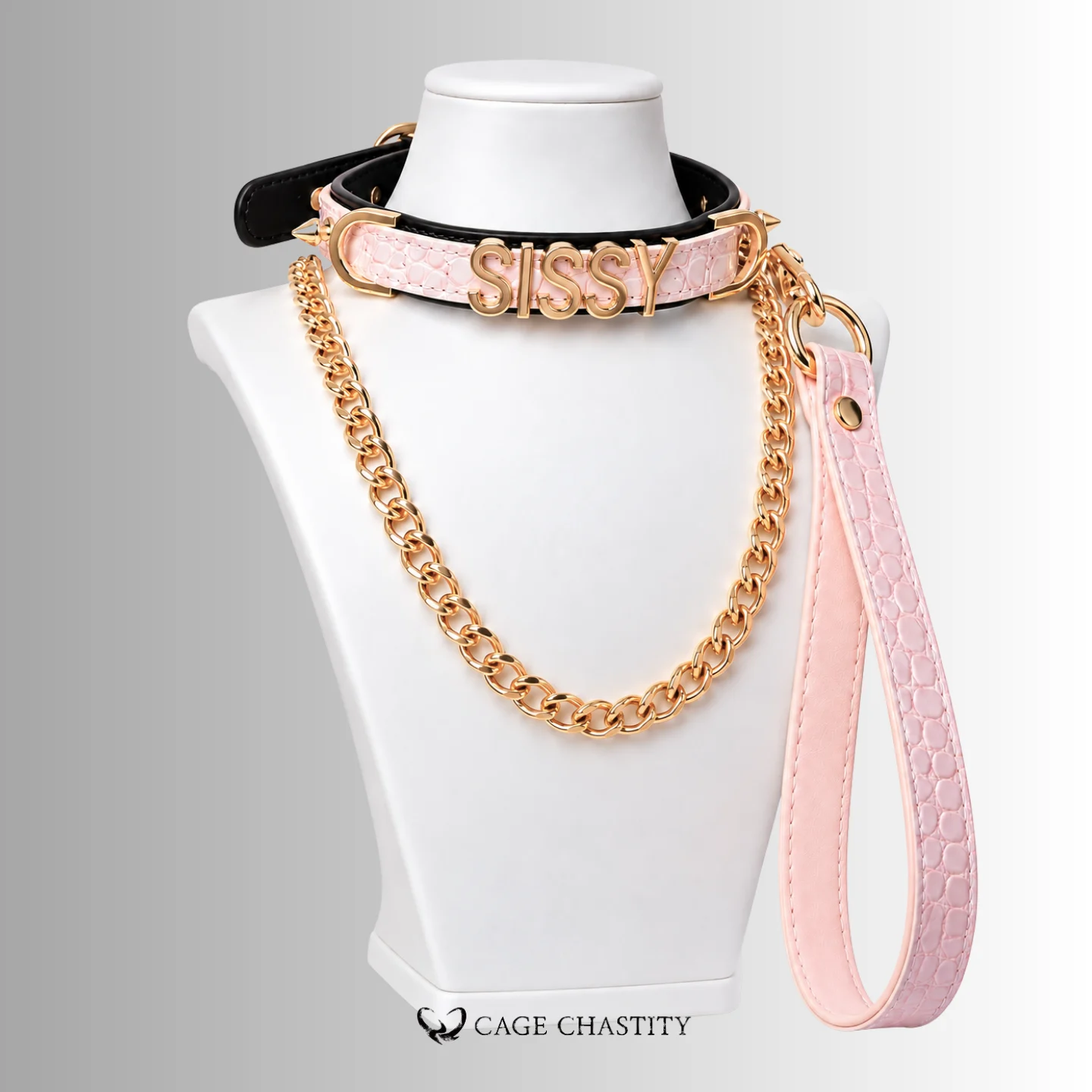 Fetish Word Collar & Chain Leash Set