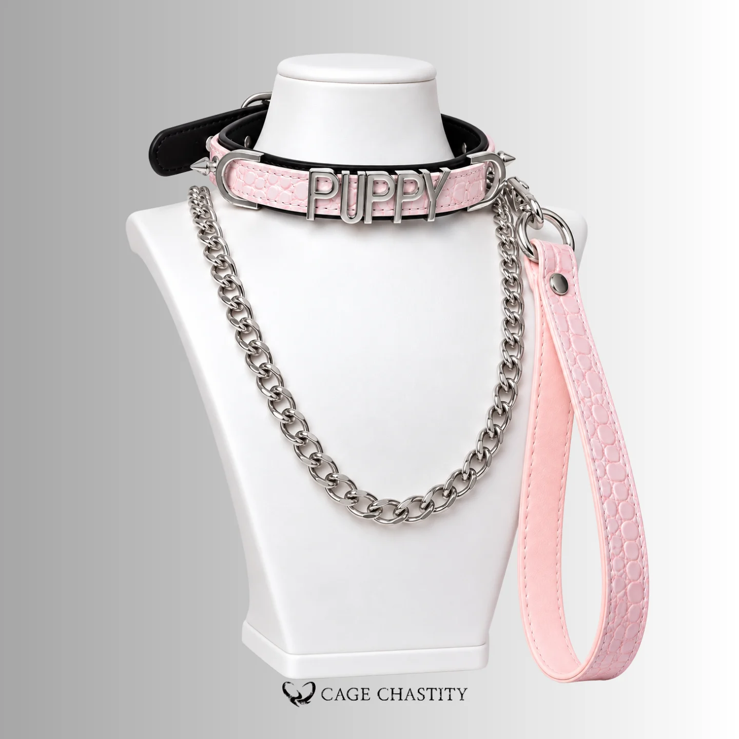 Fetish Word Collar & Chain Leash Set