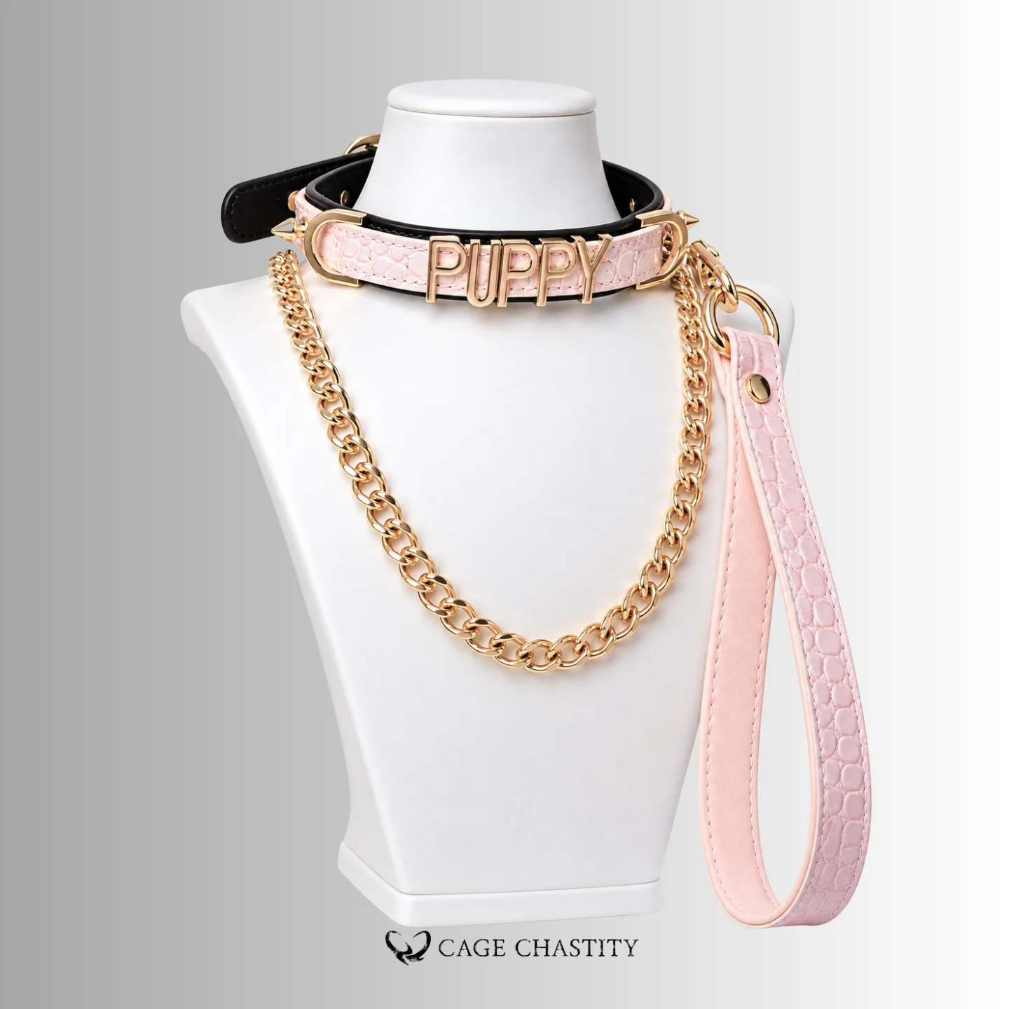 Fetish Word Collar & Chain Leash Set
