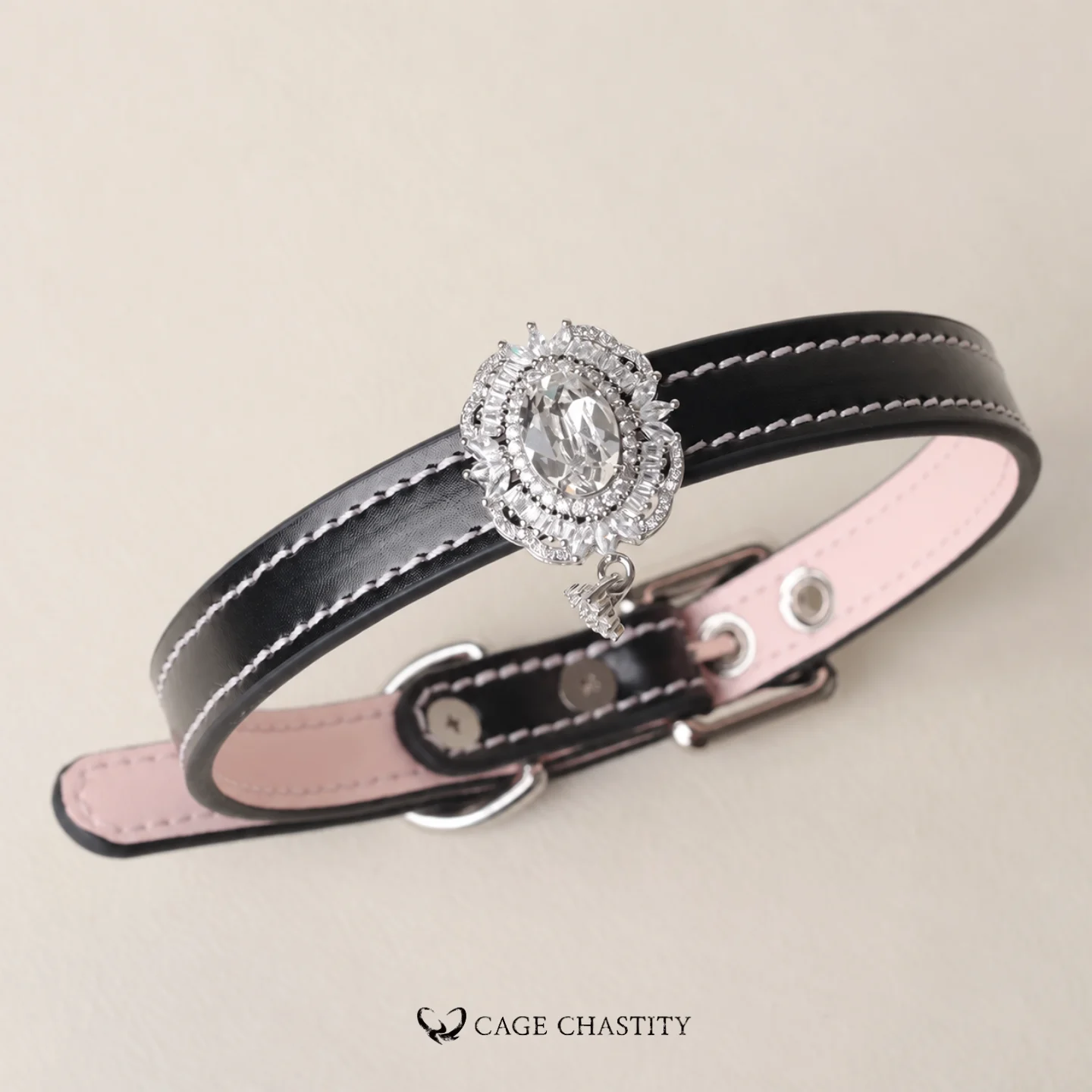 Noir Éclat – Swarovski Crystal Collar & Chain Leash Set