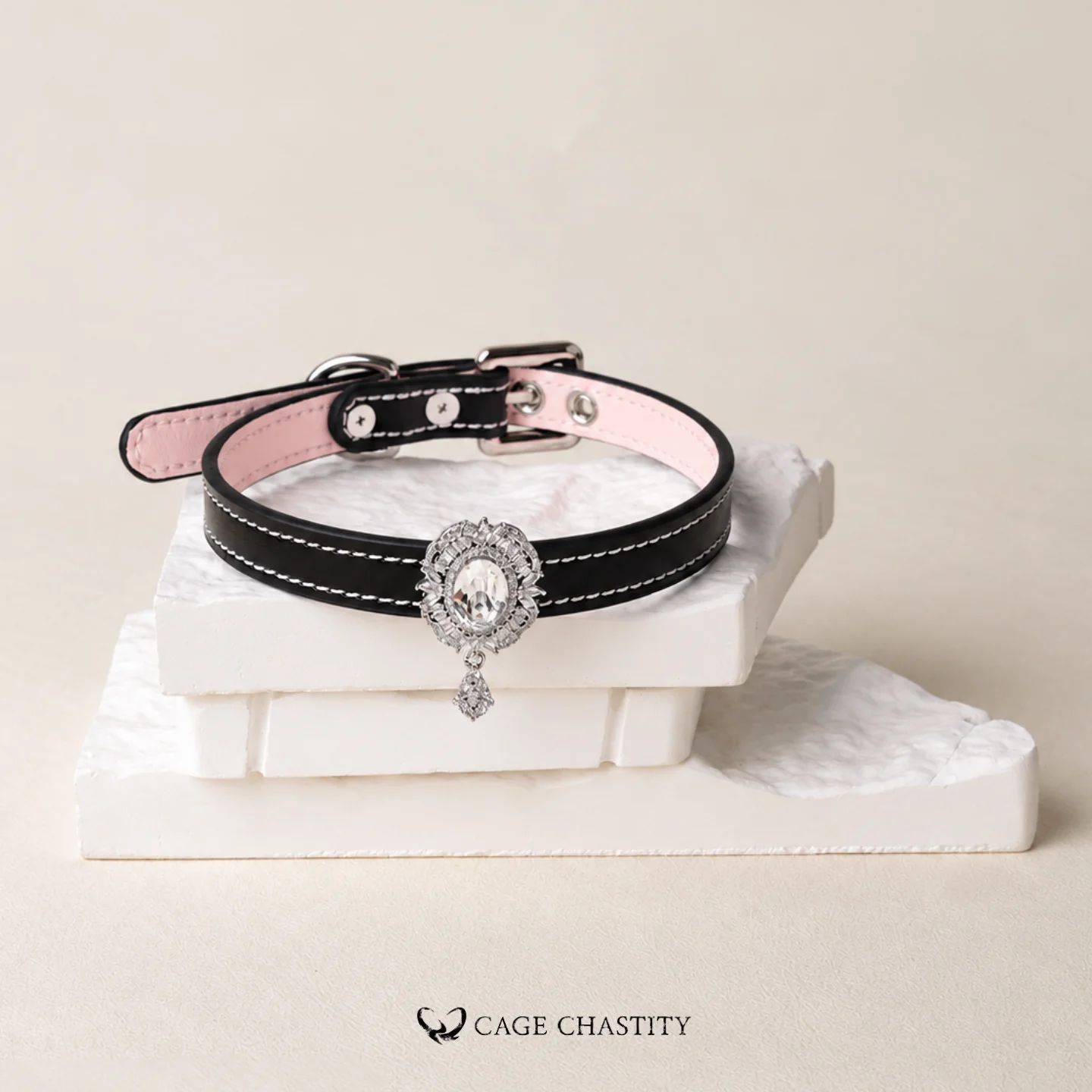 Noir Éclat – Swarovski Crystal Collar & Chain Leash Set