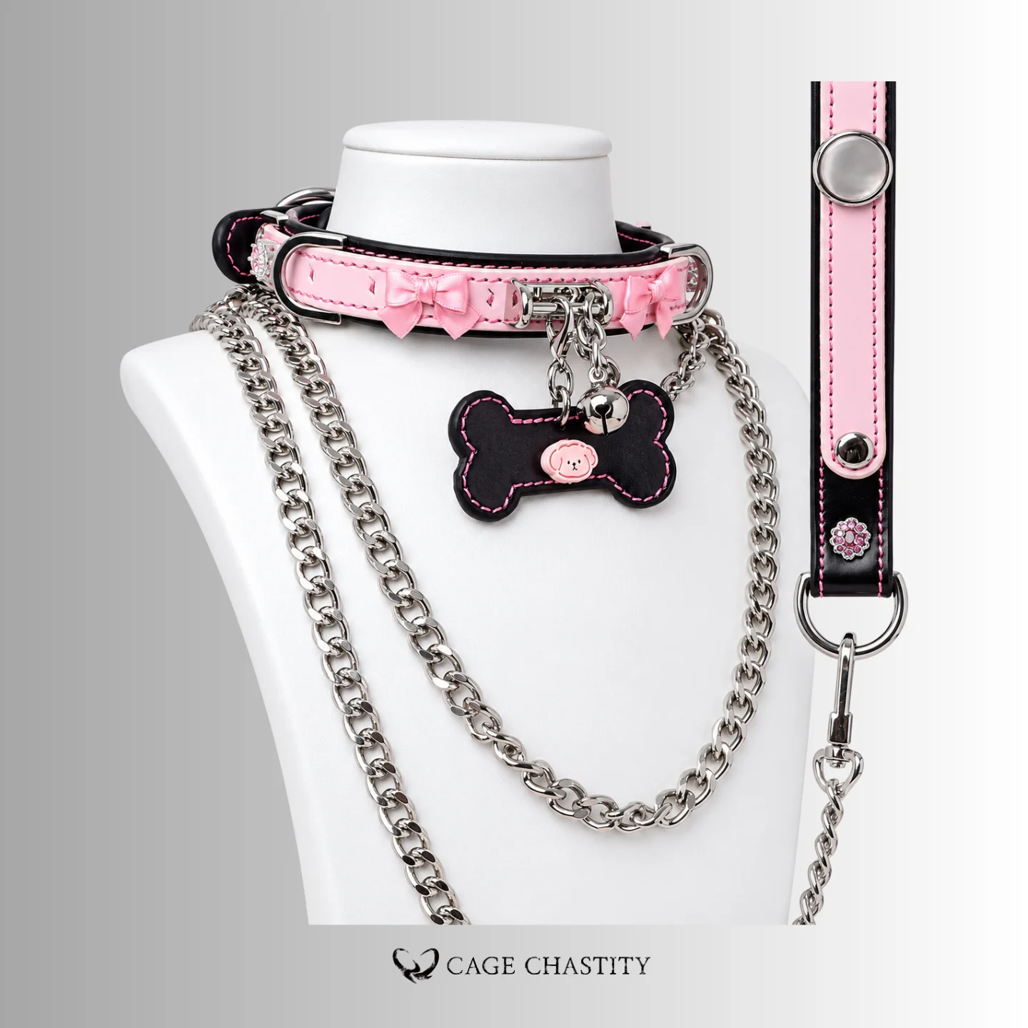 Cute Pink Sissy Puppy – Collar, Leash & Cuff Set
