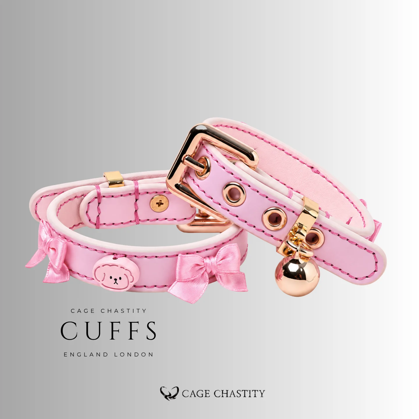 Cute Pink Sissy Puppy – Collar, Leash & Cuff Set