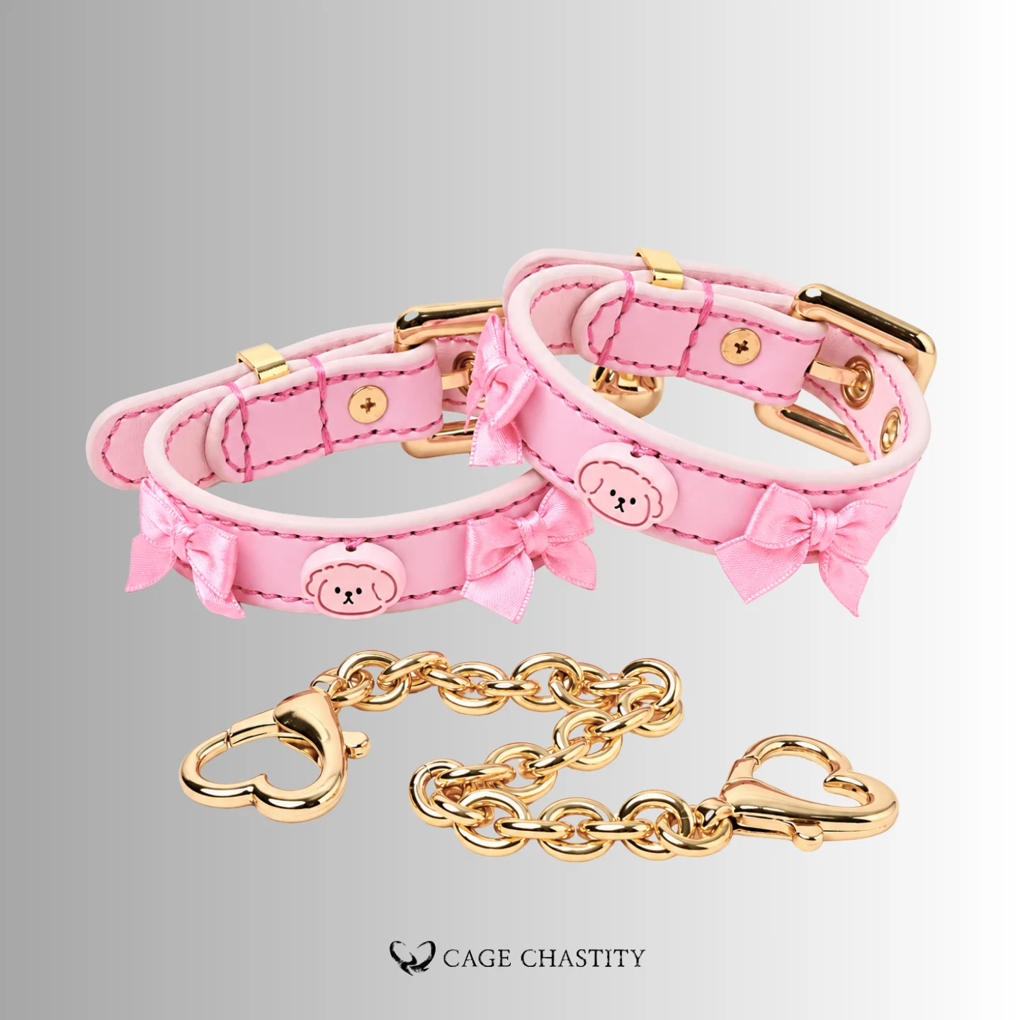 Cute Pink Sissy Puppy – Collar, Leash & Cuff Set