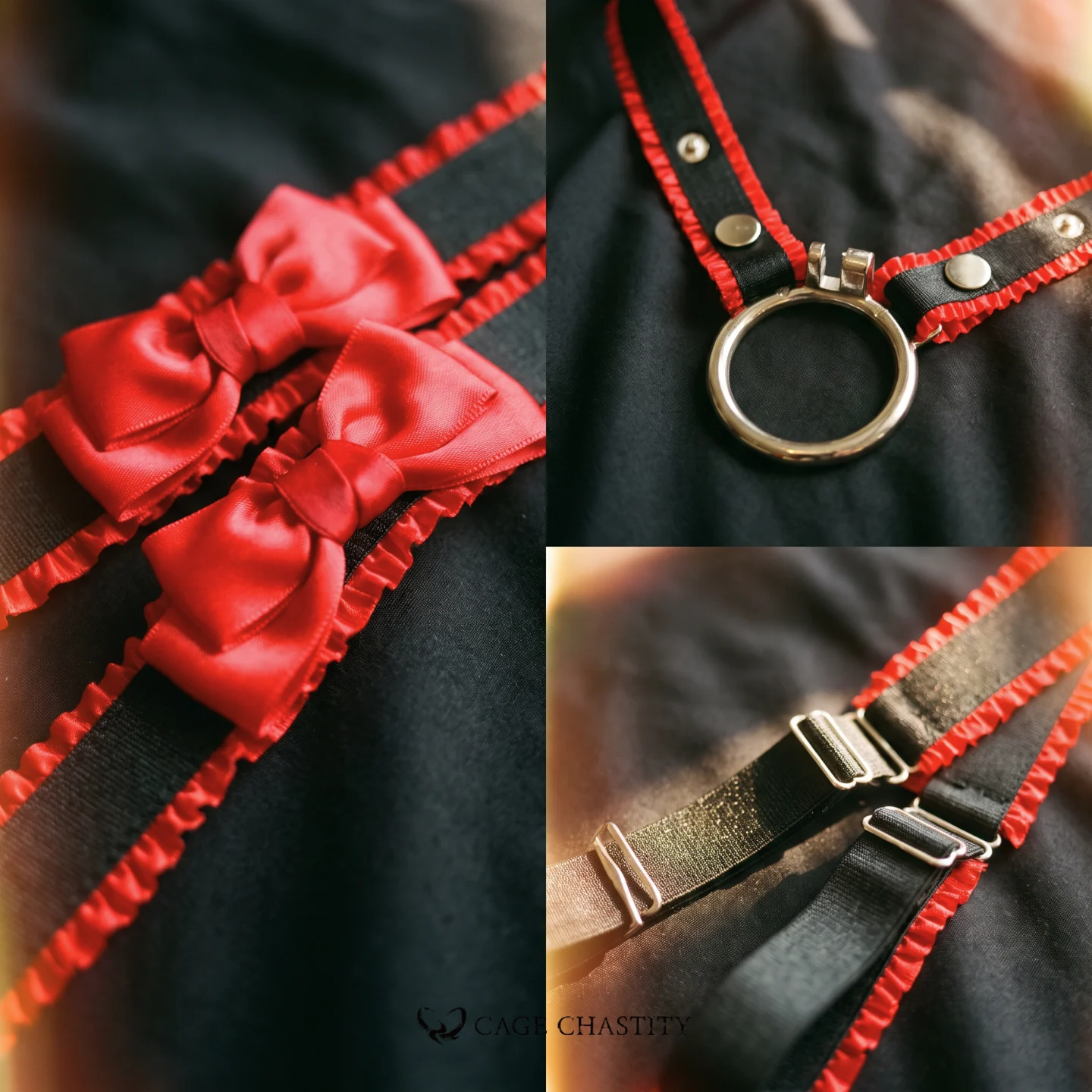 Scarlet Nocturne Handcrafted Bow & Garter Harness