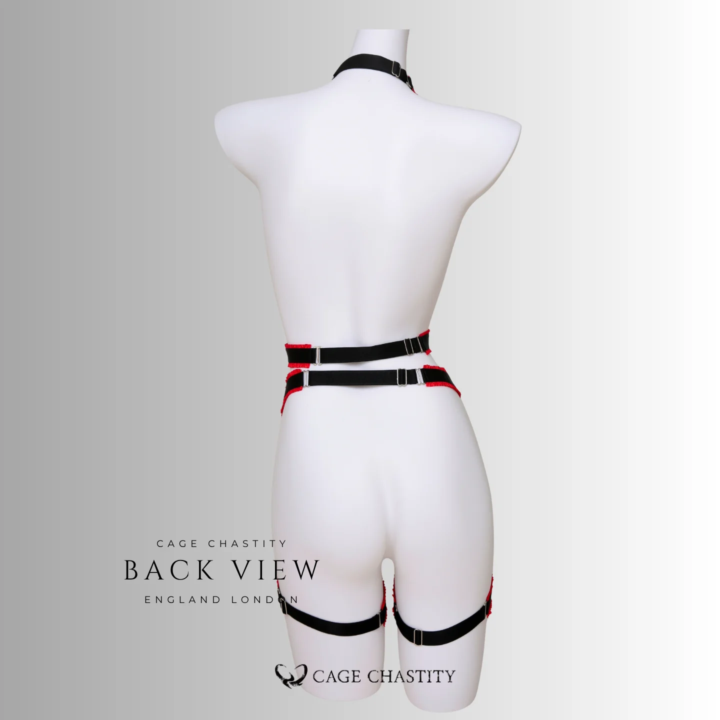 Scarlet Nocturne Handcrafted Bow & Garter Harness