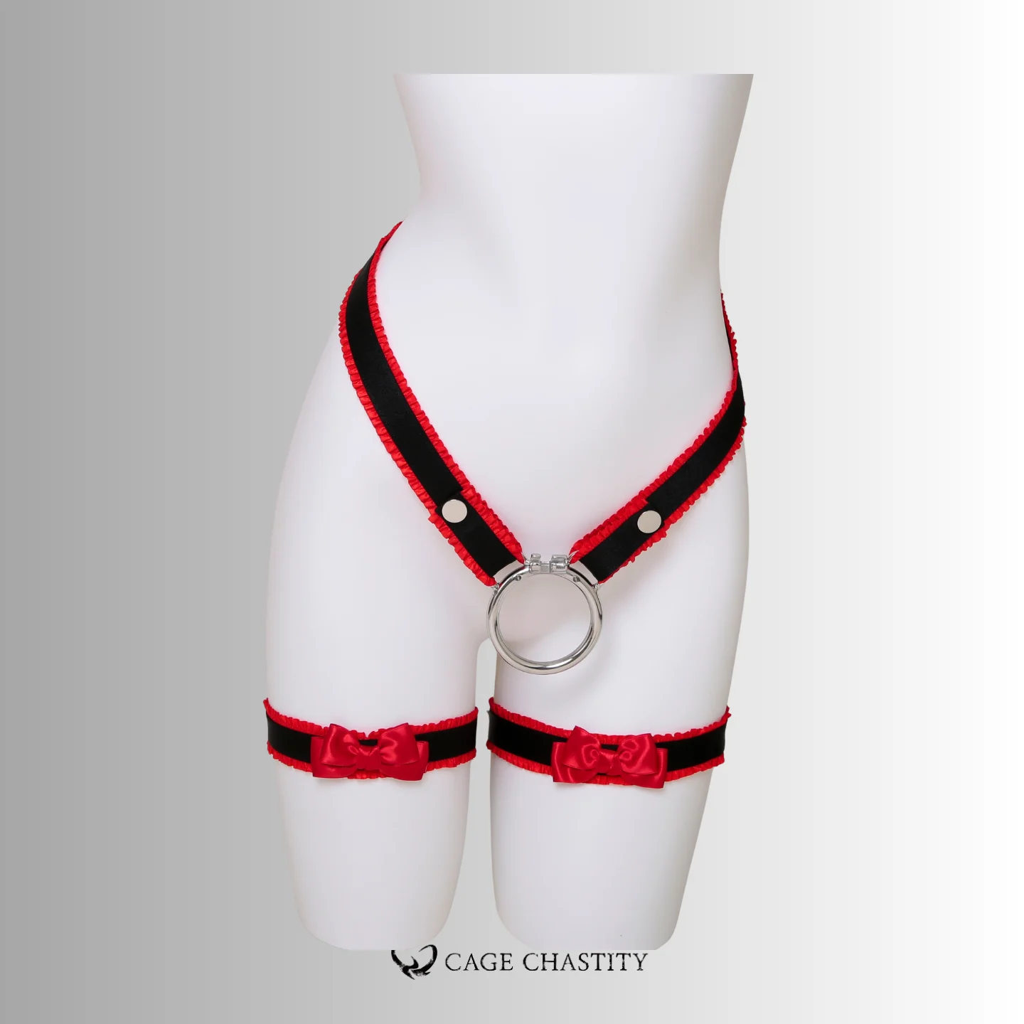 Scarlet Nocturne Handcrafted Bow & Garter Harness