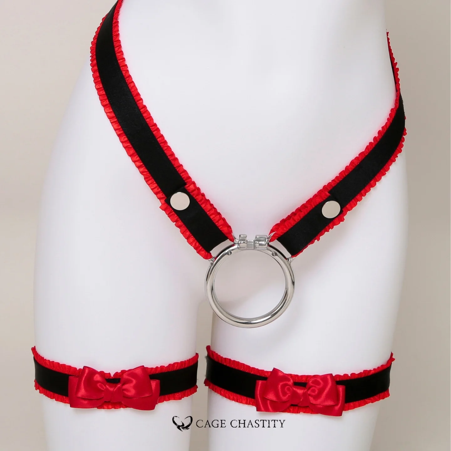 Scarlet Nocturne Handcrafted Bow & Garter Harness